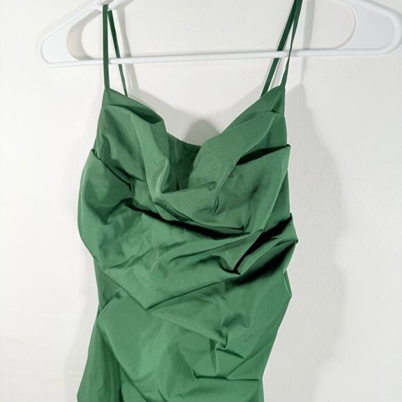 Amanda Uprichard Laconia Cypress Green Strappy Back Ruched Mini Dress Medium - Picture 6 of 10